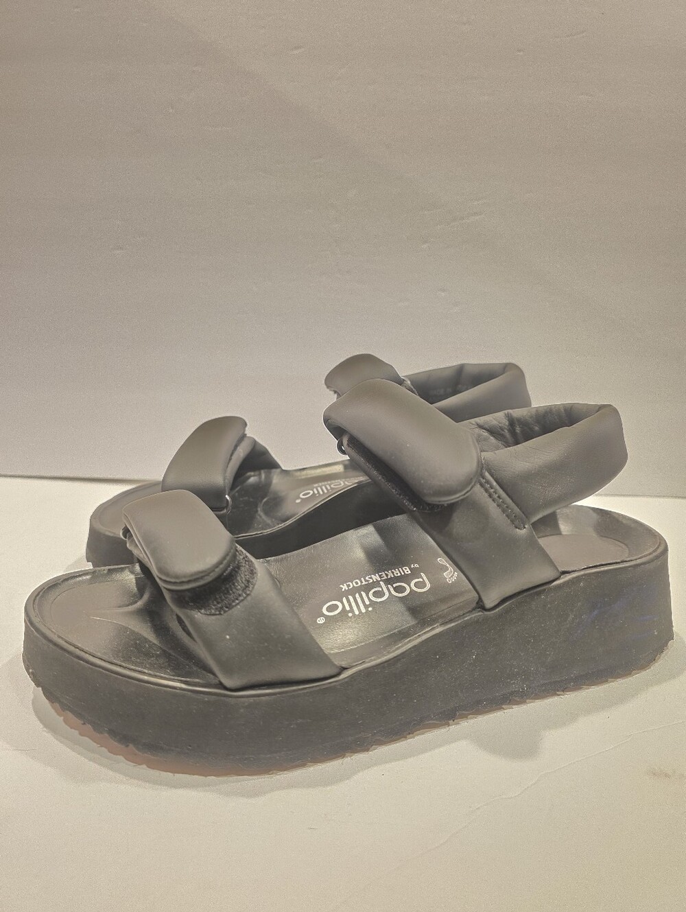 Papillio by Birkenstock Black Padded Platform Sandals Hook & Loop Size 39 / US 8